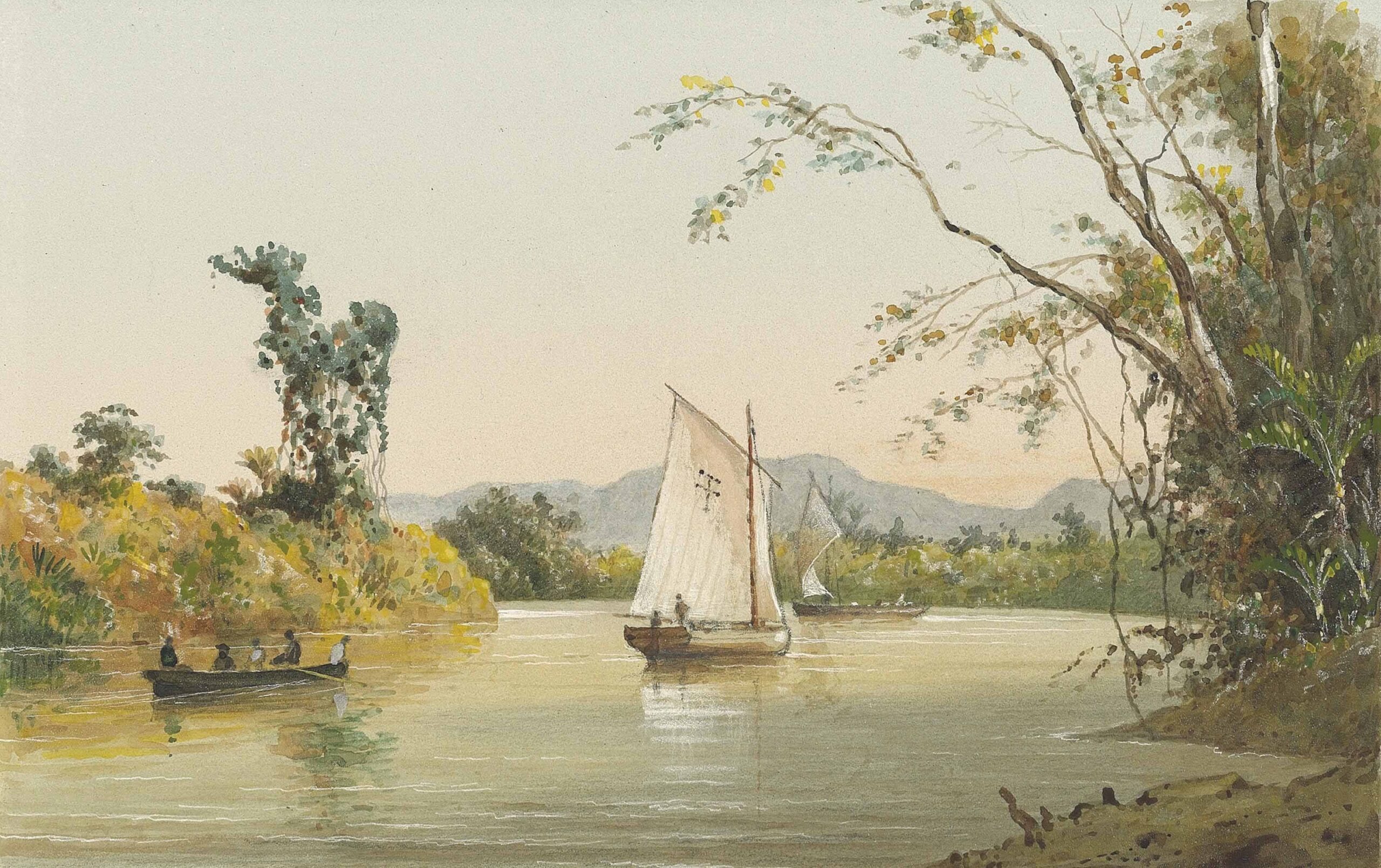 On the Caroni, Trinidad — watercolour by Michel-Jean Cazabon.